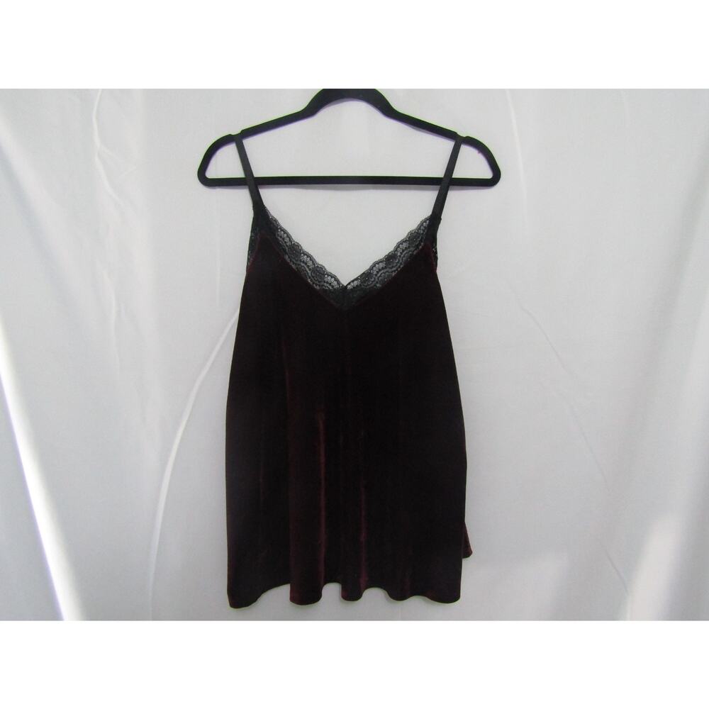 No Comment NY LA‎ Women's XL Wine Red Velvet Camisole Lace Spaghetti Strap Goth